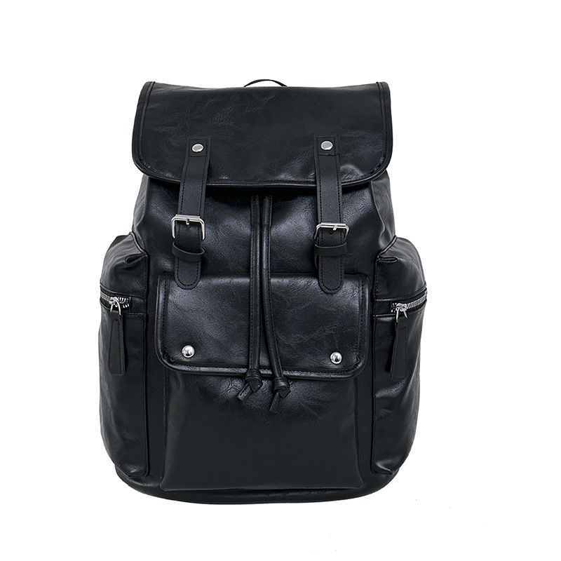 新款潮流时尚双肩包PU通勤旅行背包男女同款休闲手提包学生书包详情图2