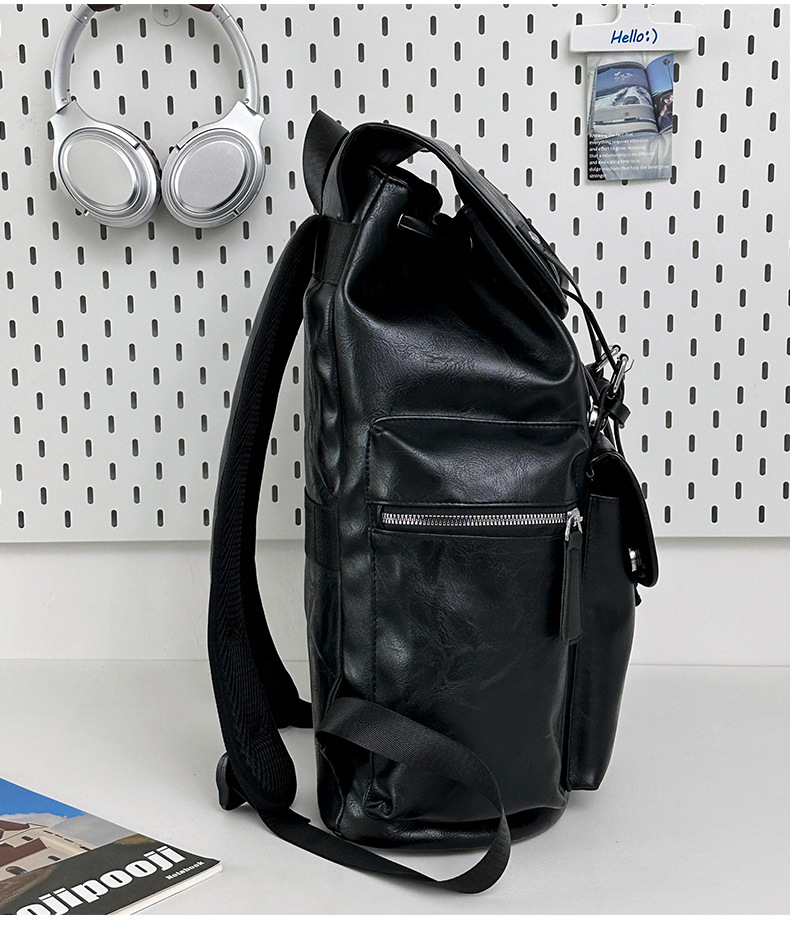 新款潮流时尚双肩包PU通勤旅行背包男女同款休闲手提包学生书包详情图11