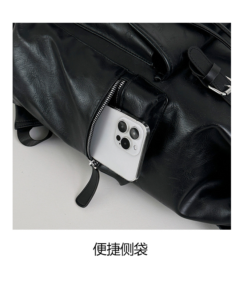 新款潮流时尚双肩包PU通勤旅行背包男女同款休闲手提包学生书包详情图38