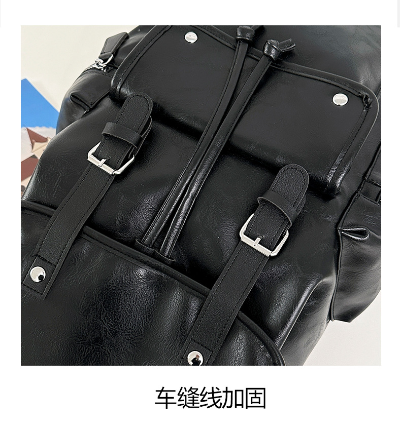 新款潮流时尚双肩包PU通勤旅行背包男女同款休闲手提包学生书包详情图36