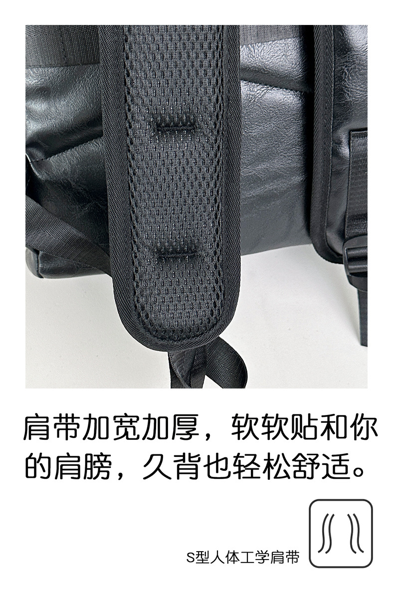 新款潮流时尚双肩包PU通勤旅行背包男女同款休闲手提包学生书包详情图34