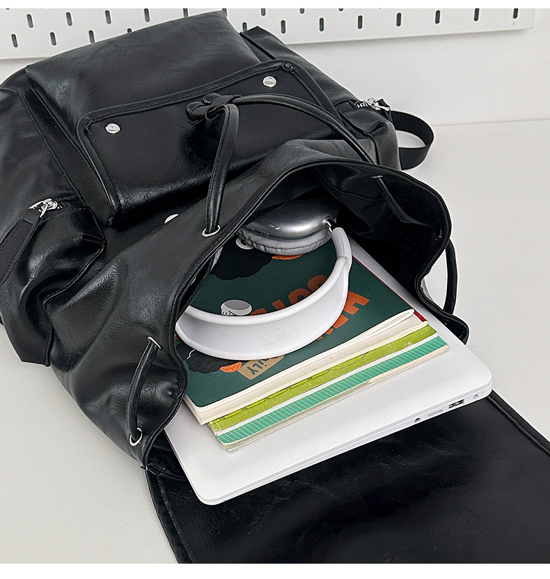 新款潮流时尚双肩包PU通勤旅行背包男女同款休闲手提包学生书包详情图41