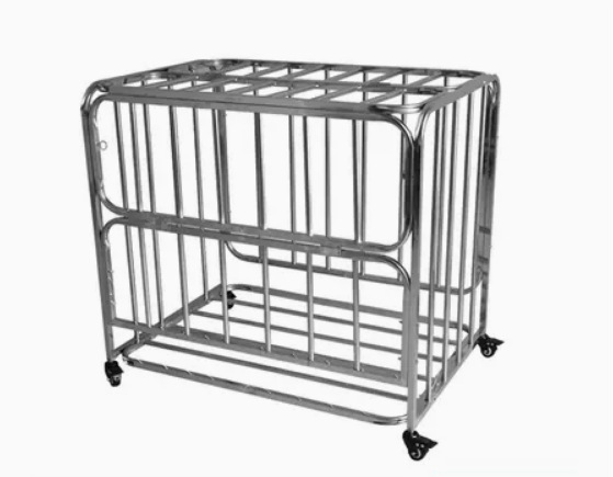 不锈钢球车幼儿园篮球收纳筐足球收纳框装篮球筐篮球推车移动折叠详情图5