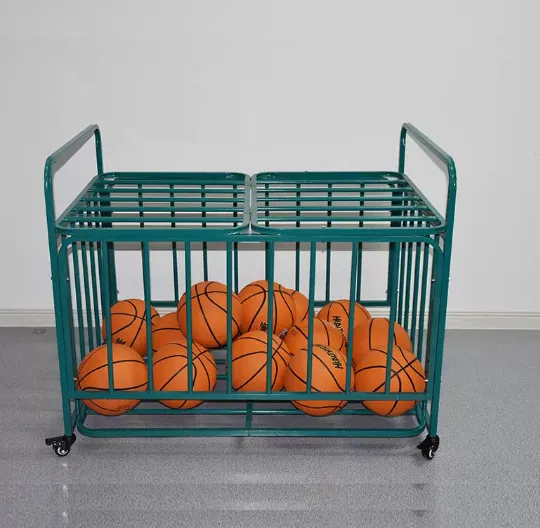 不锈钢球车幼儿园篮球收纳筐足球收纳框装篮球筐篮球推车移动折叠主图 1