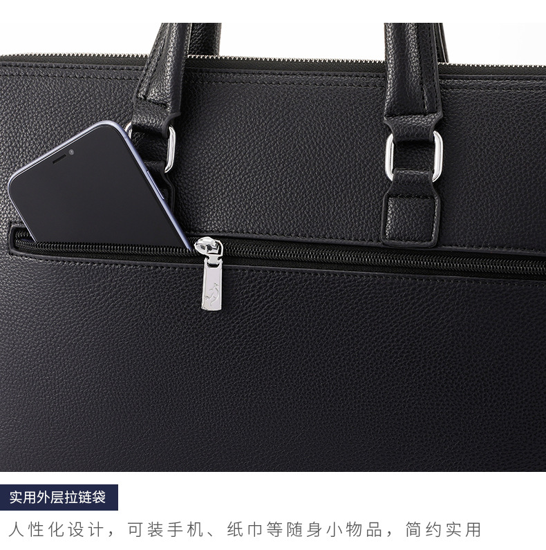 工厂批发新款男士手提包单肩斜挎双层跨境定制电脑包简约袋鼠男包详情图10