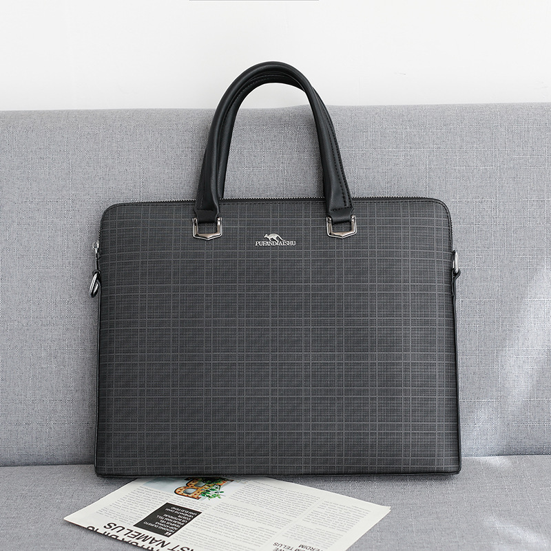 新款男士手提包 单肩斜挎PVC休闲办公时尚订制跨境公文包