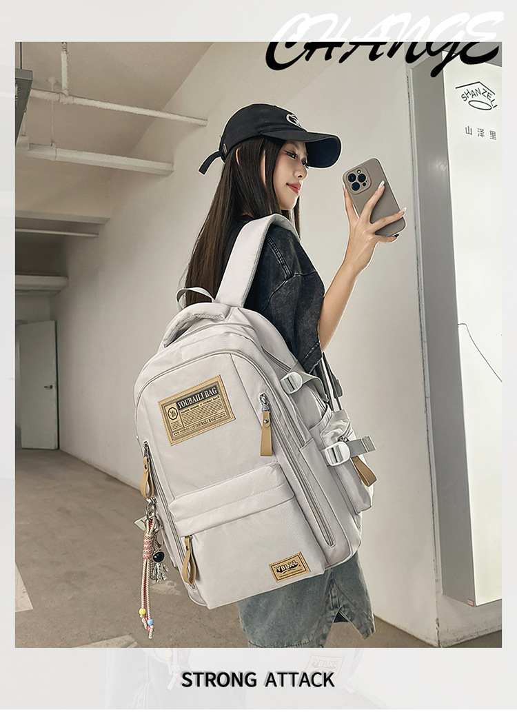 书包女初中女生学生背包高中大学生旅行双肩包大容量休闲百搭双背详情图1