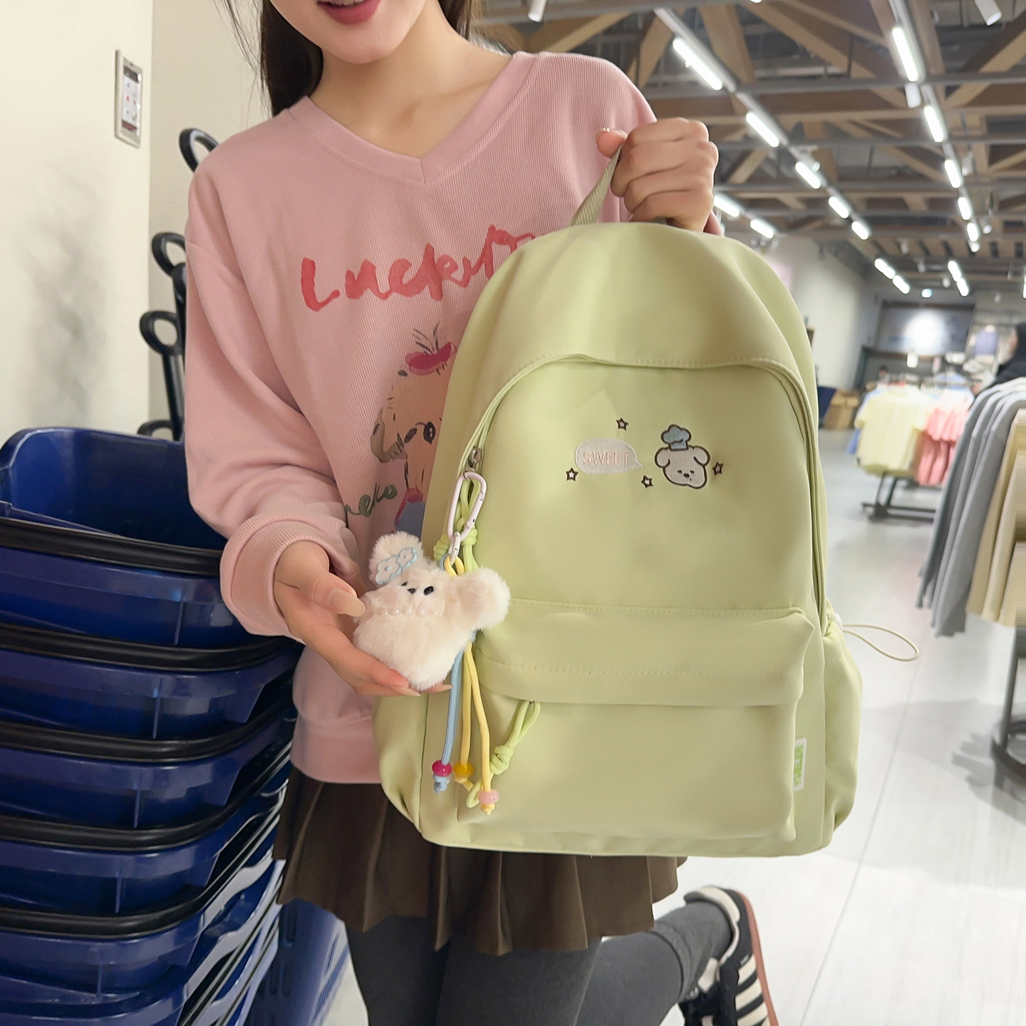 韩版初中生大学生双肩包女同款休闲简约书包时尚大容量高颜值背包