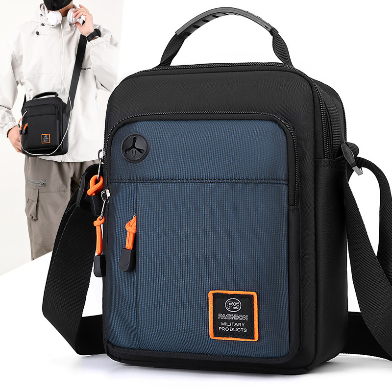 简约大容量斜挎包休闲牛津布商务挎包包多层收银地摊包男单肩包