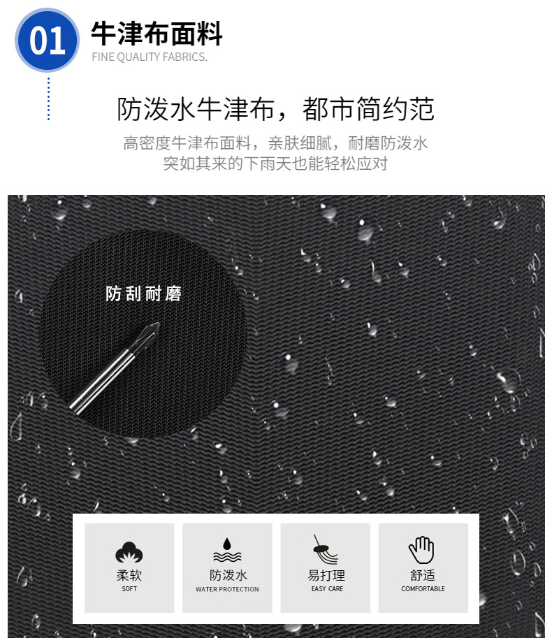 商务百搭男士商务双肩包牛津布大容量电脑背包学生书包耐脏批发详情图5