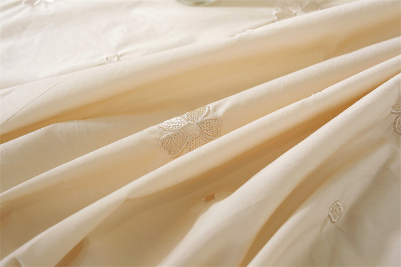 轻奢全棉杏色绣花花草裙摆褶皱荷叶木耳边圆形茶几台布餐桌布代发 桌布 餐桌用 机织 棉制详情图18