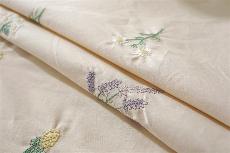 轻奢全棉杏色绣花花草裙摆褶皱荷叶木耳边圆形茶几台布餐桌布代发 桌布 餐桌用 机织 棉制详情图13