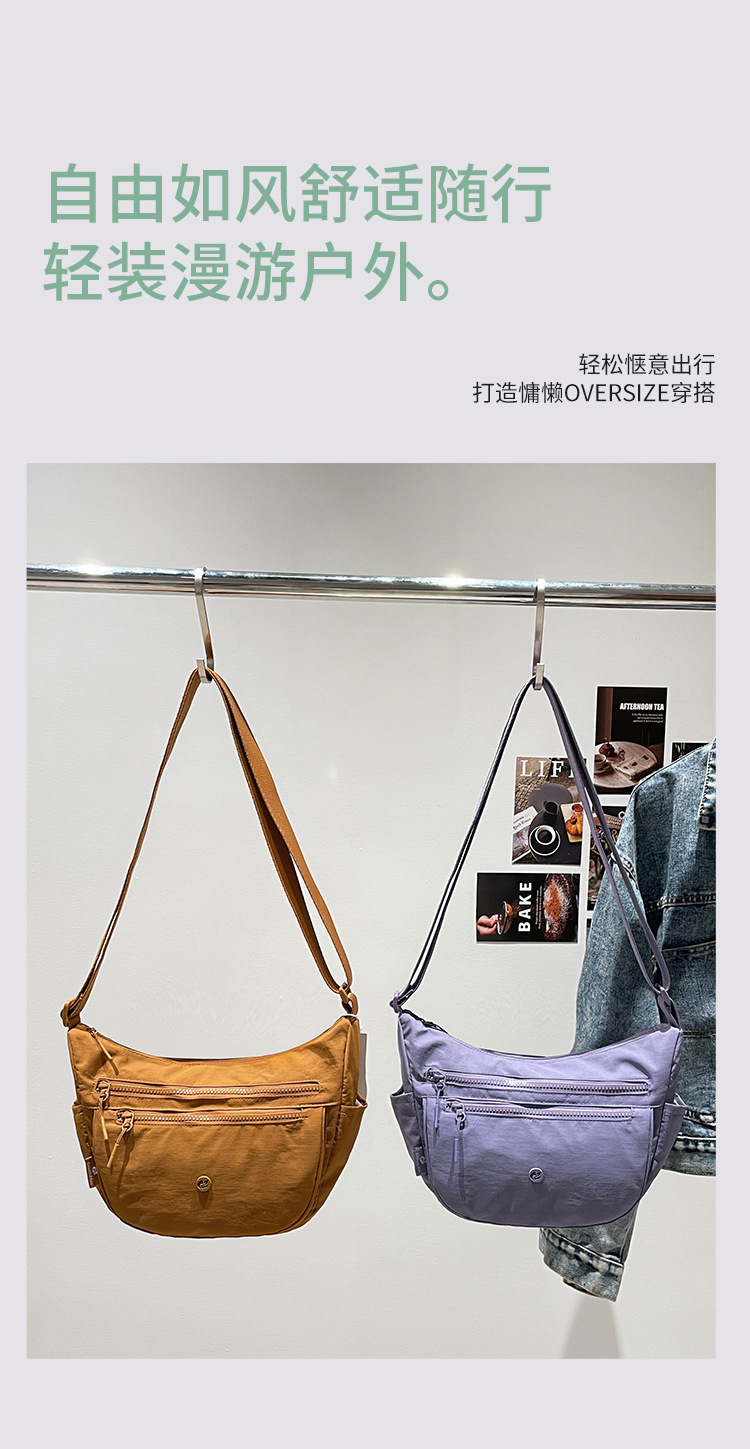 Colorful Fox休闲尼龙斜跨包女轻便多隔层大容量防泼水单肩通勤包详情图3