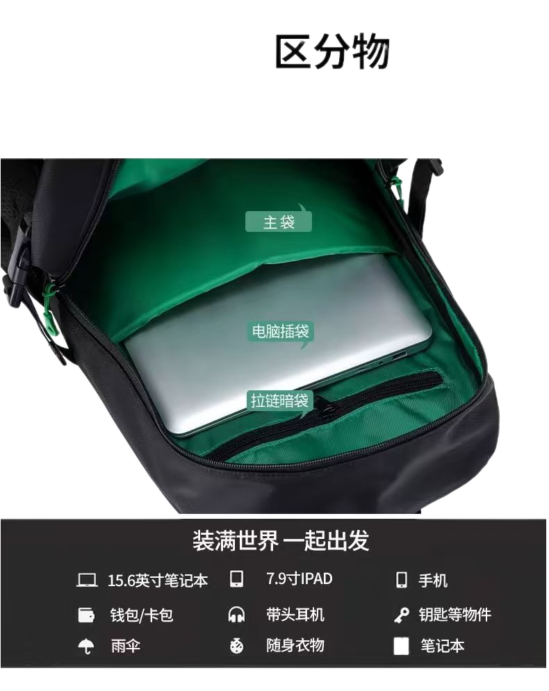 甜果 运动背包 绿色拉链细节 户外出行必备详情图10