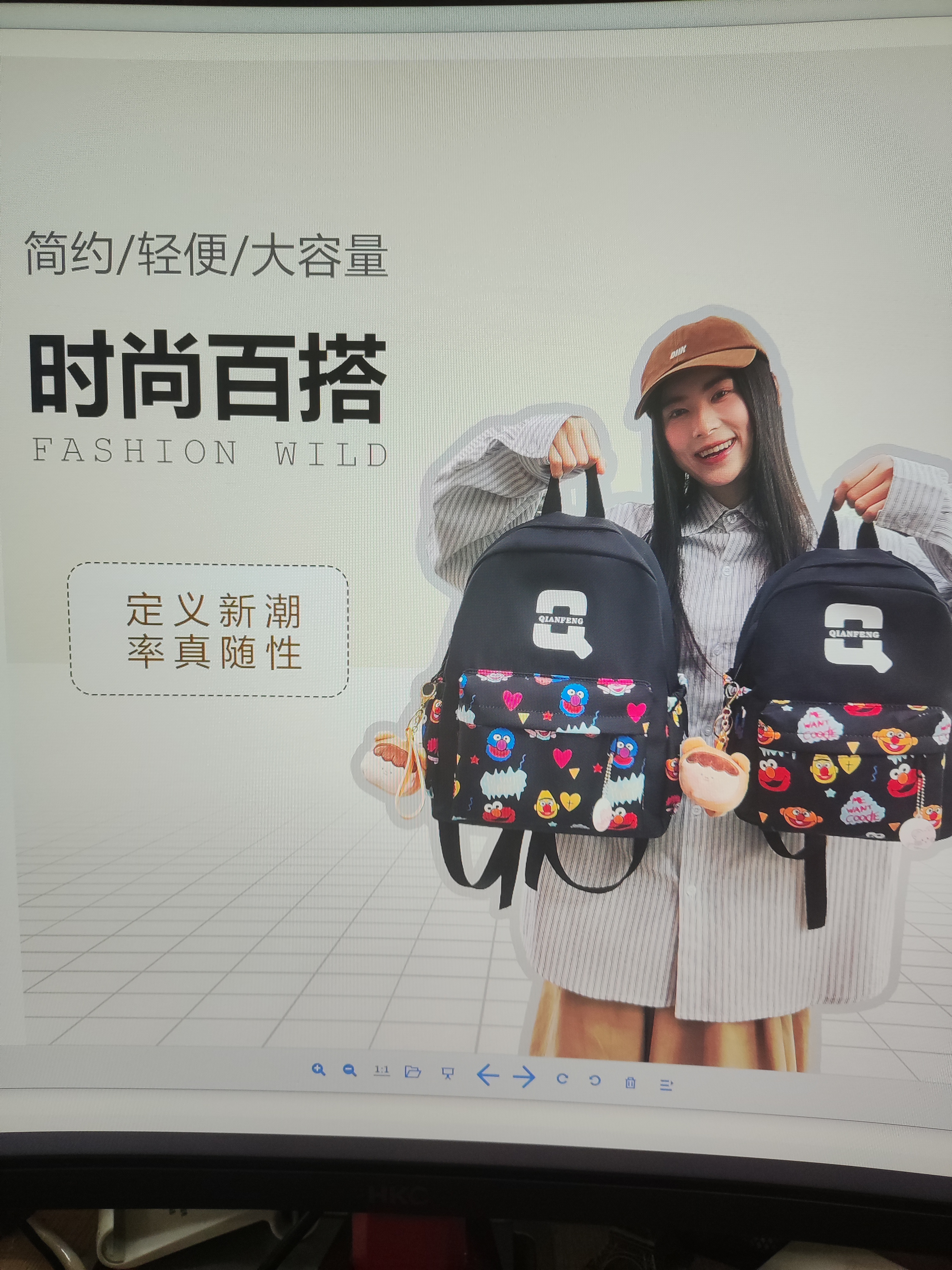 女式双肩背包帆布详情图3