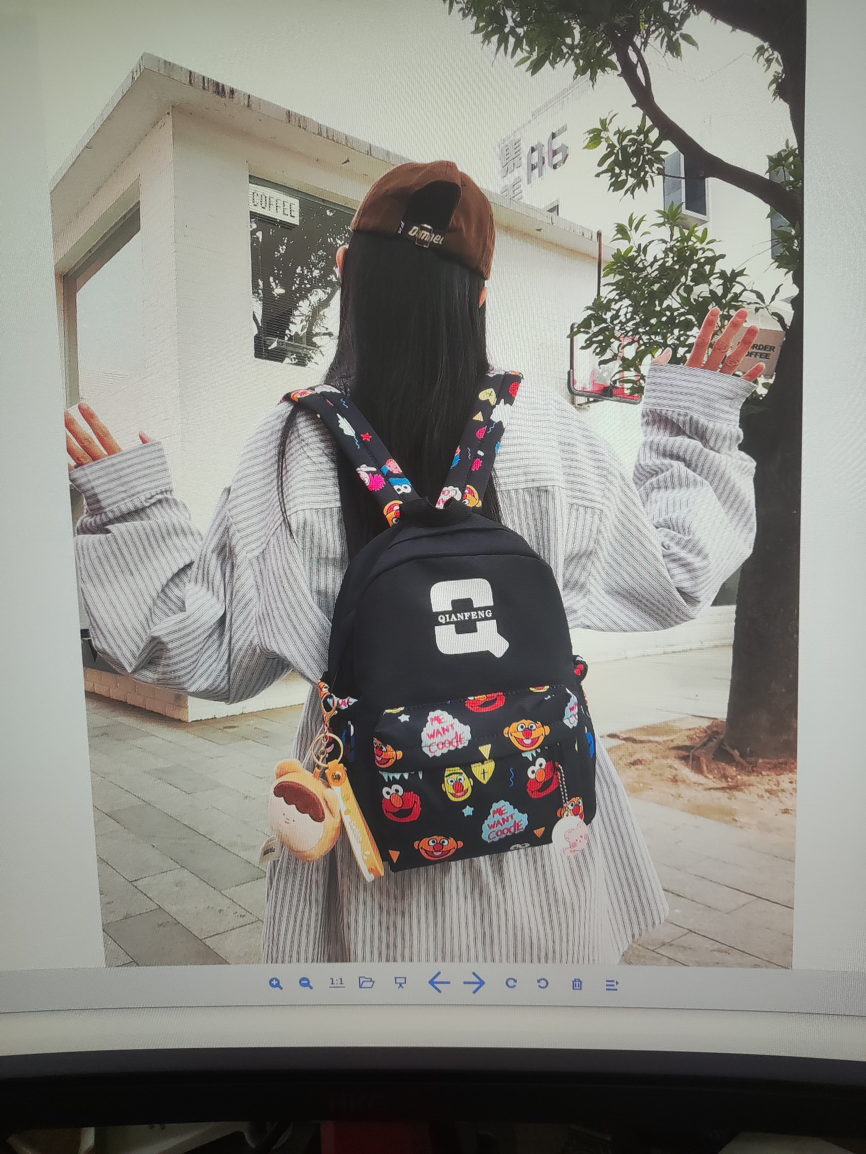 女式双肩背包帆布详情图5