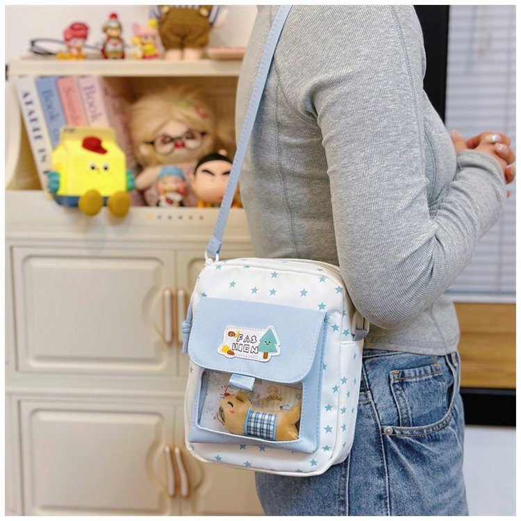 卡通狗狗印花斜挎包 星星图案 可爱少女风 单肩包详情图9