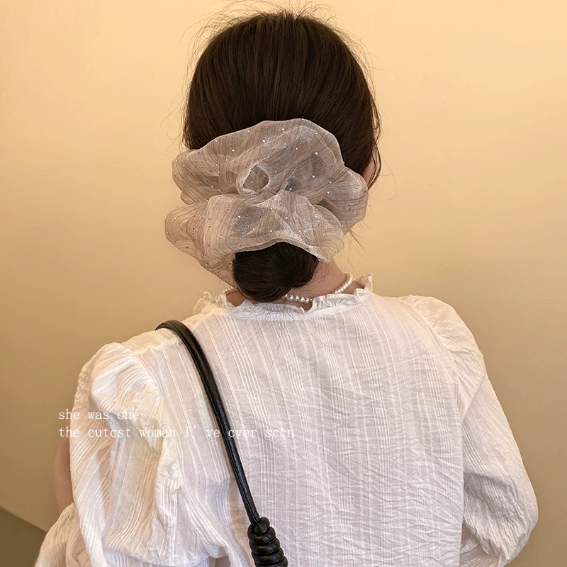 星芒点缀发圈 轻盈网纱 大号发饰详情图4