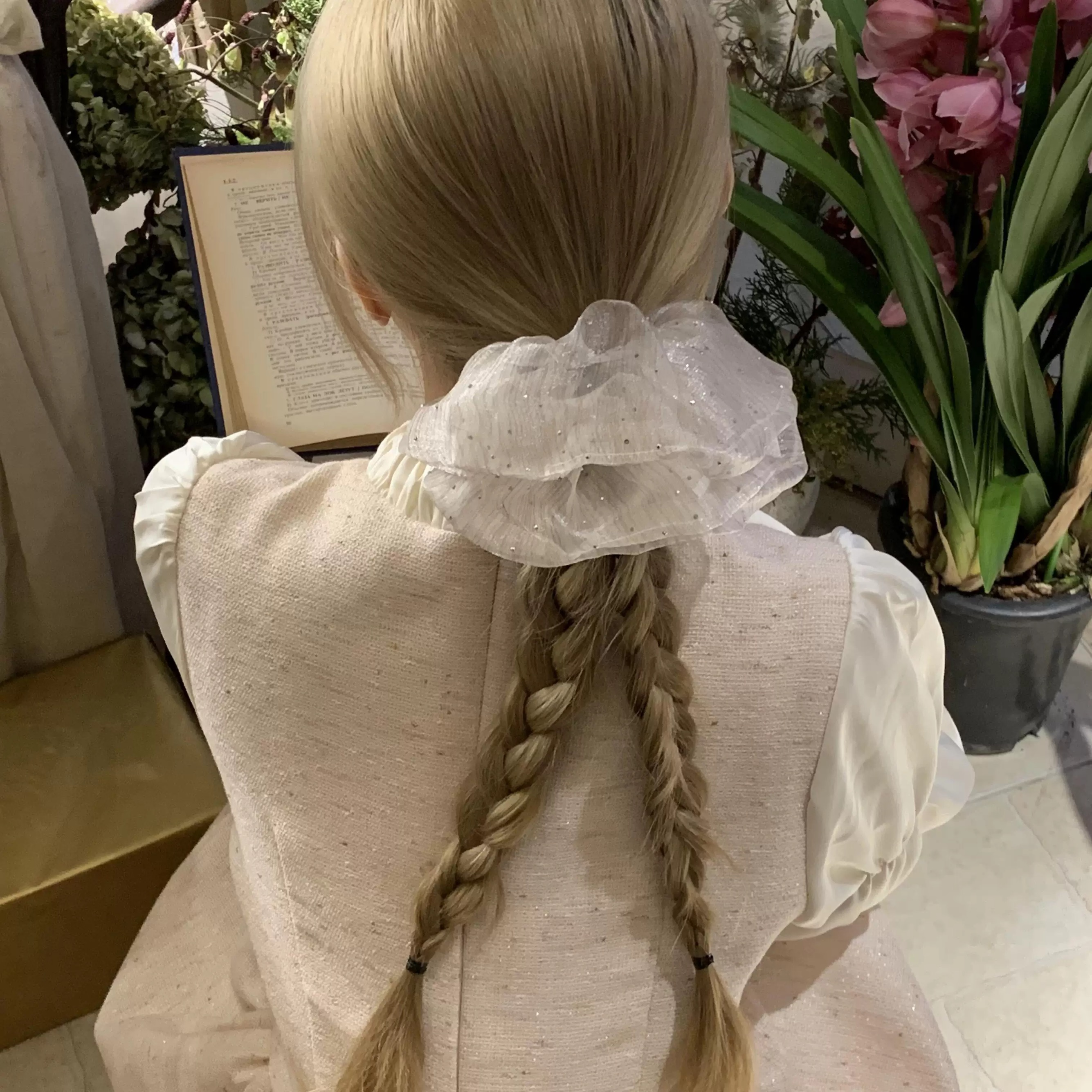 星芒点缀发圈 轻盈网纱 大号发饰详情图5