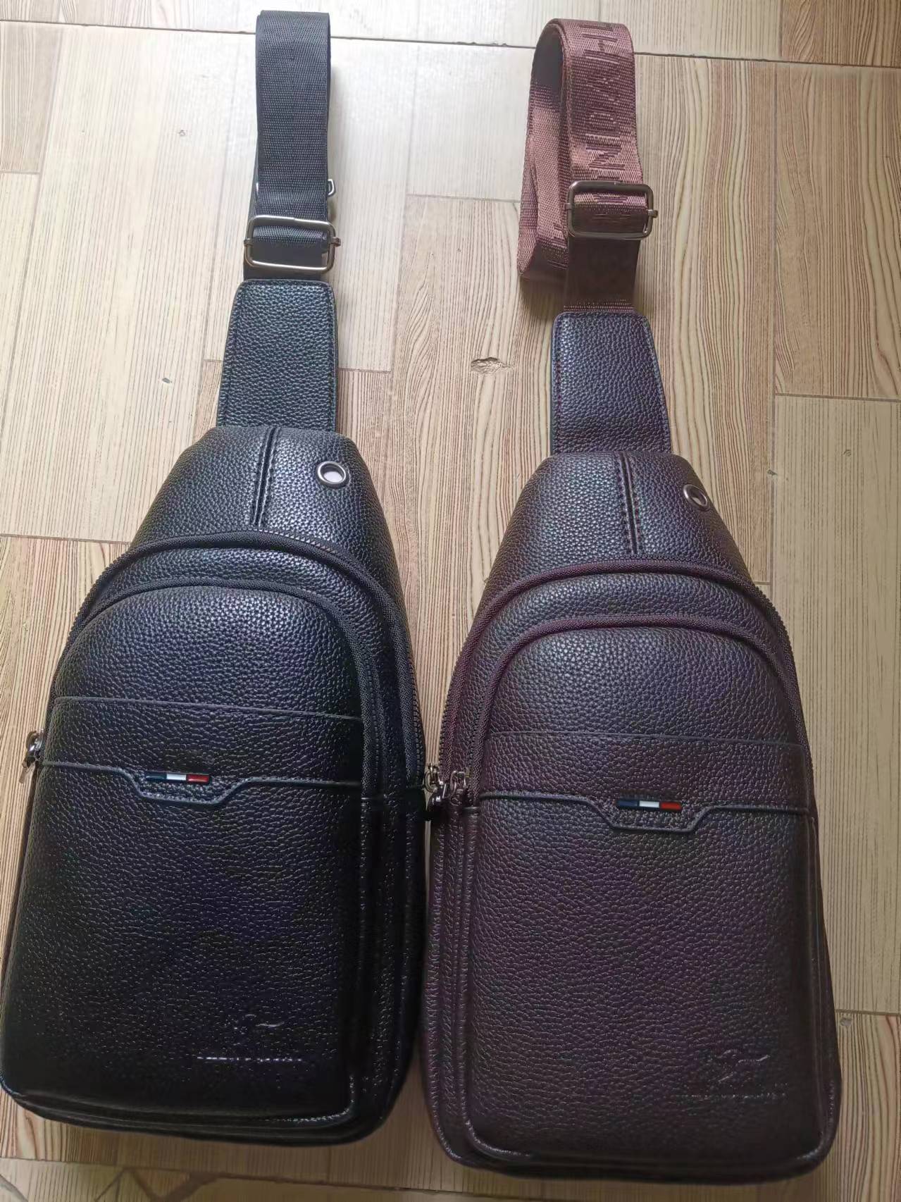 男士胸包 真皮纹理款 单肩斜挎包 休闲百搭