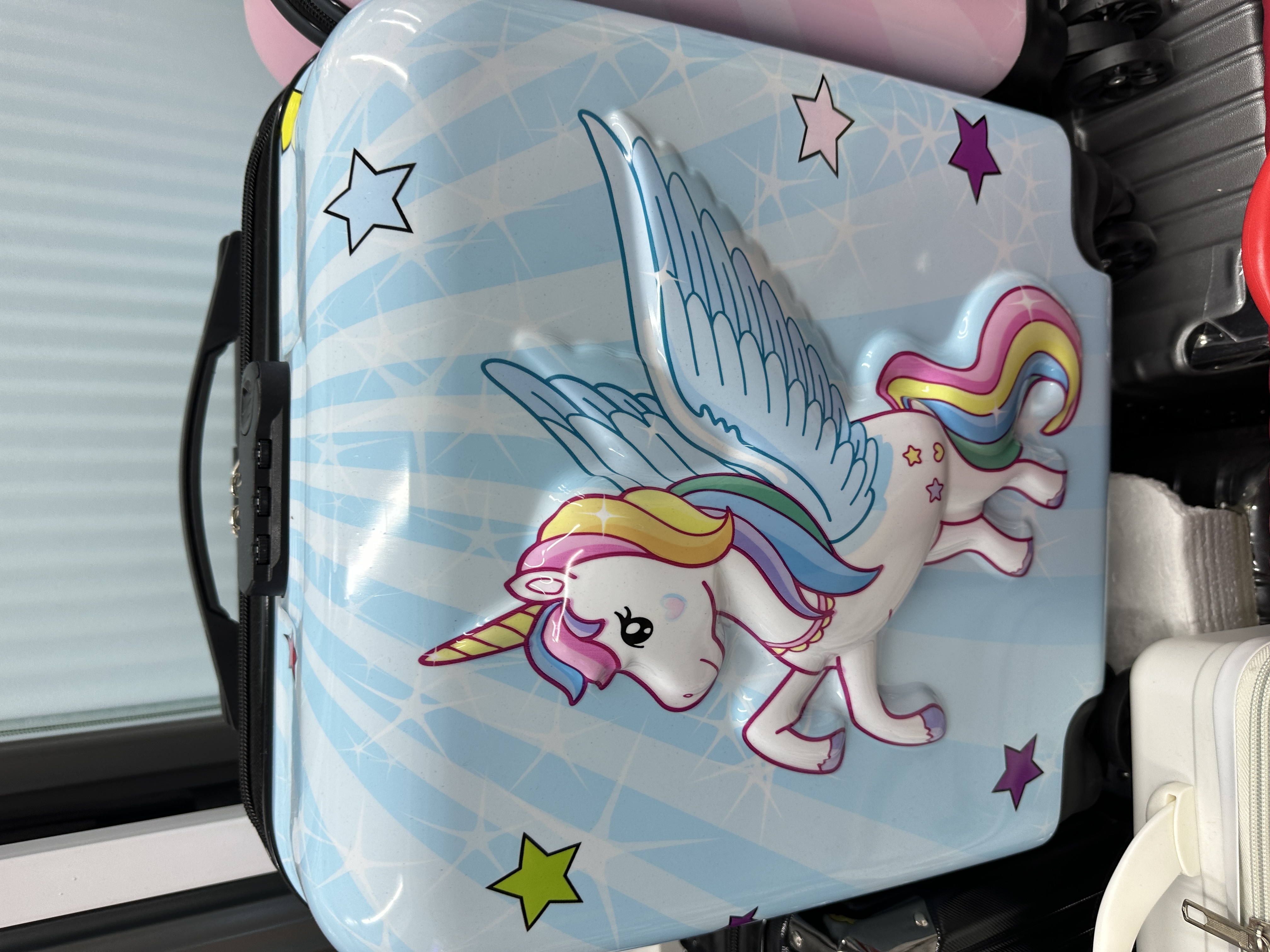 儿童行李箱 小号18寸 飞马独角兽图案 星星点缀详情图5