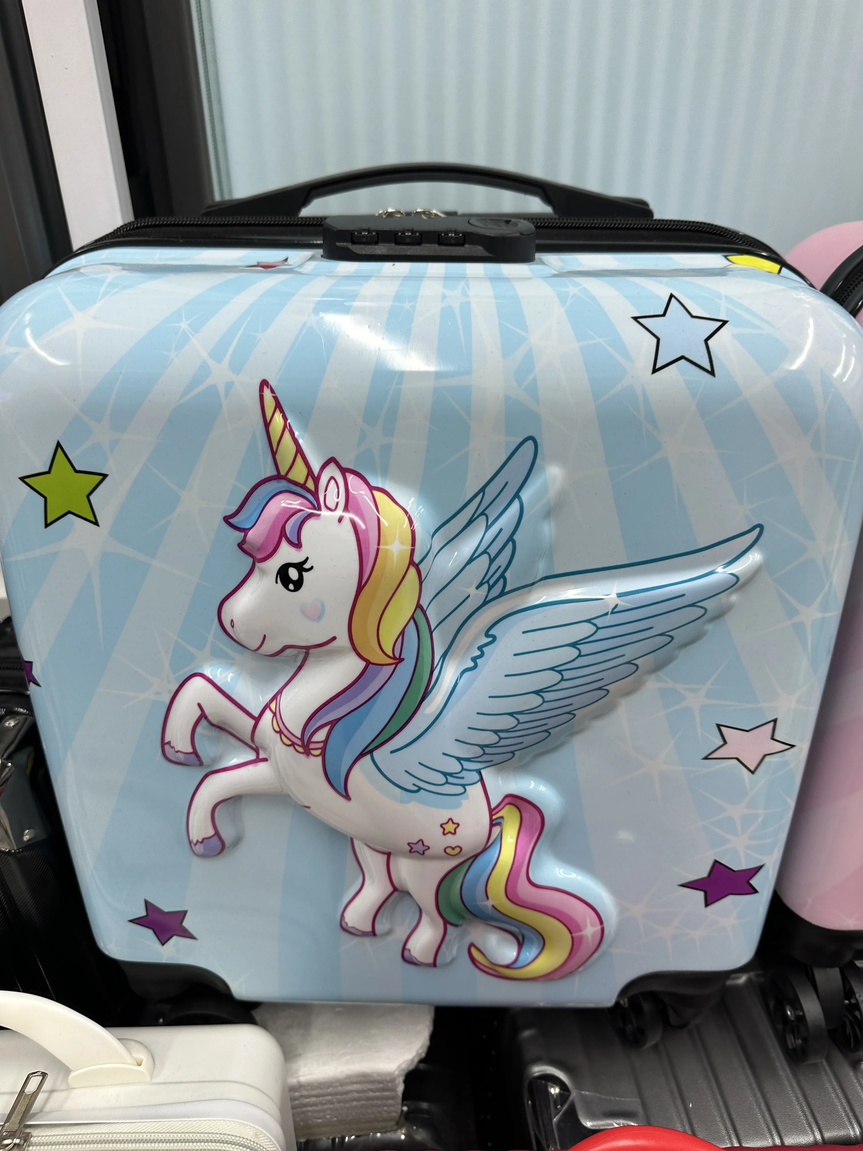 儿童行李箱 小号18寸 飞马独角兽图案 星星点缀主图 1
