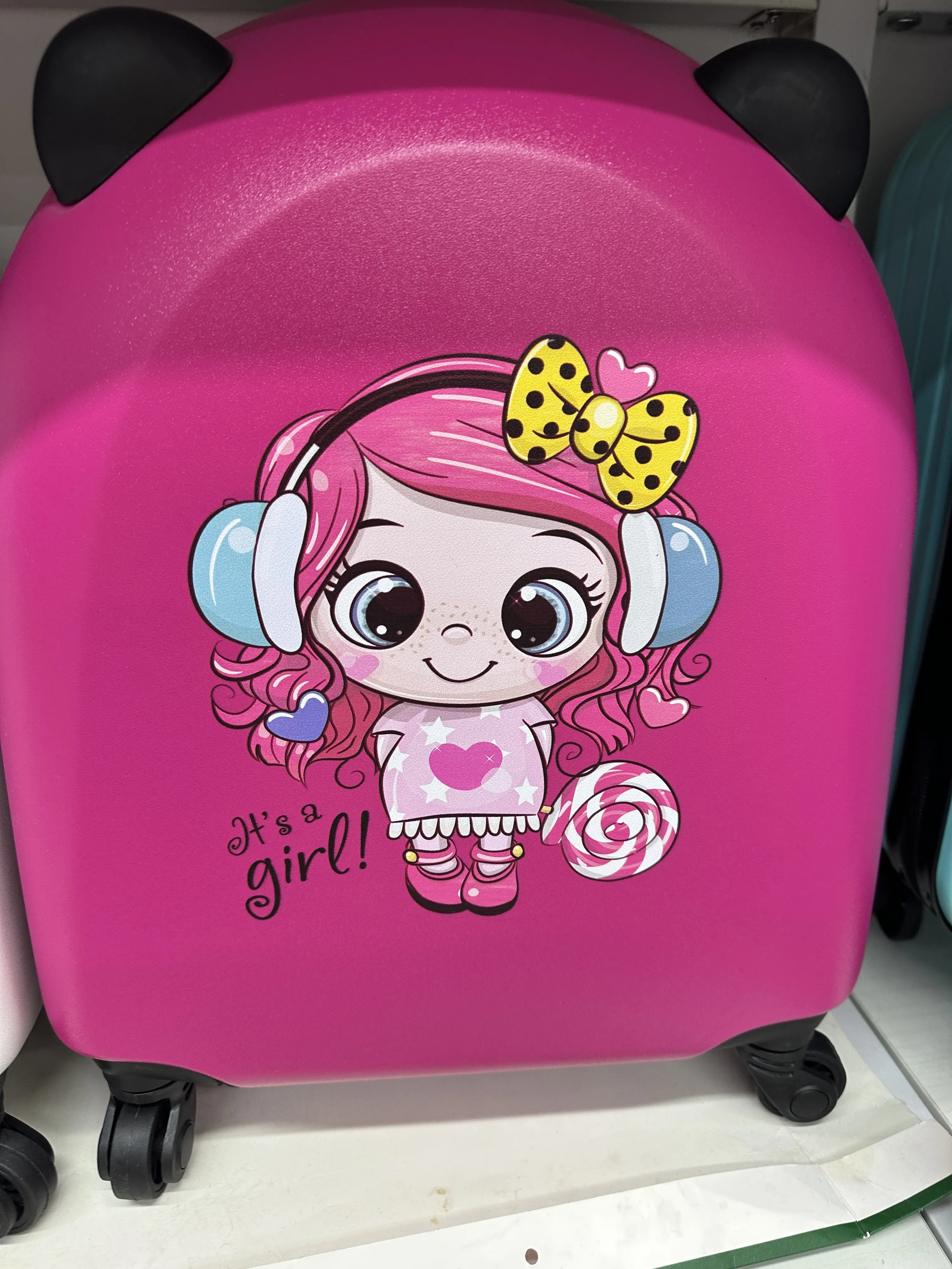 粉色卡通女孩图案儿童行李箱主图 1