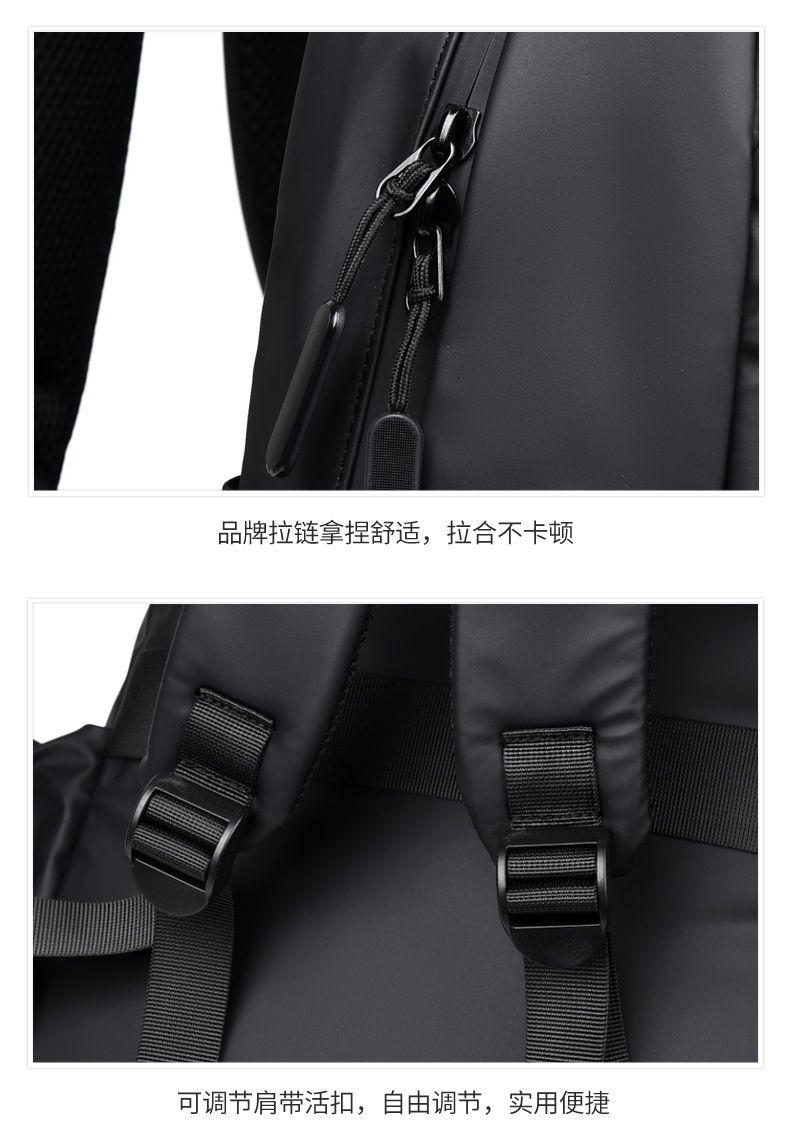蓝色防水双肩包 时尚简约款 旅行通勤适用详情图4