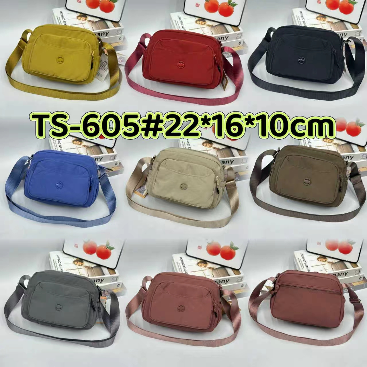 红色尼龙斜挎包 多功能口袋 便携单肩包详情图1